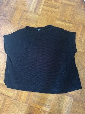 Eileen Fisher Black Boxy Short-Sleeve Knit Top